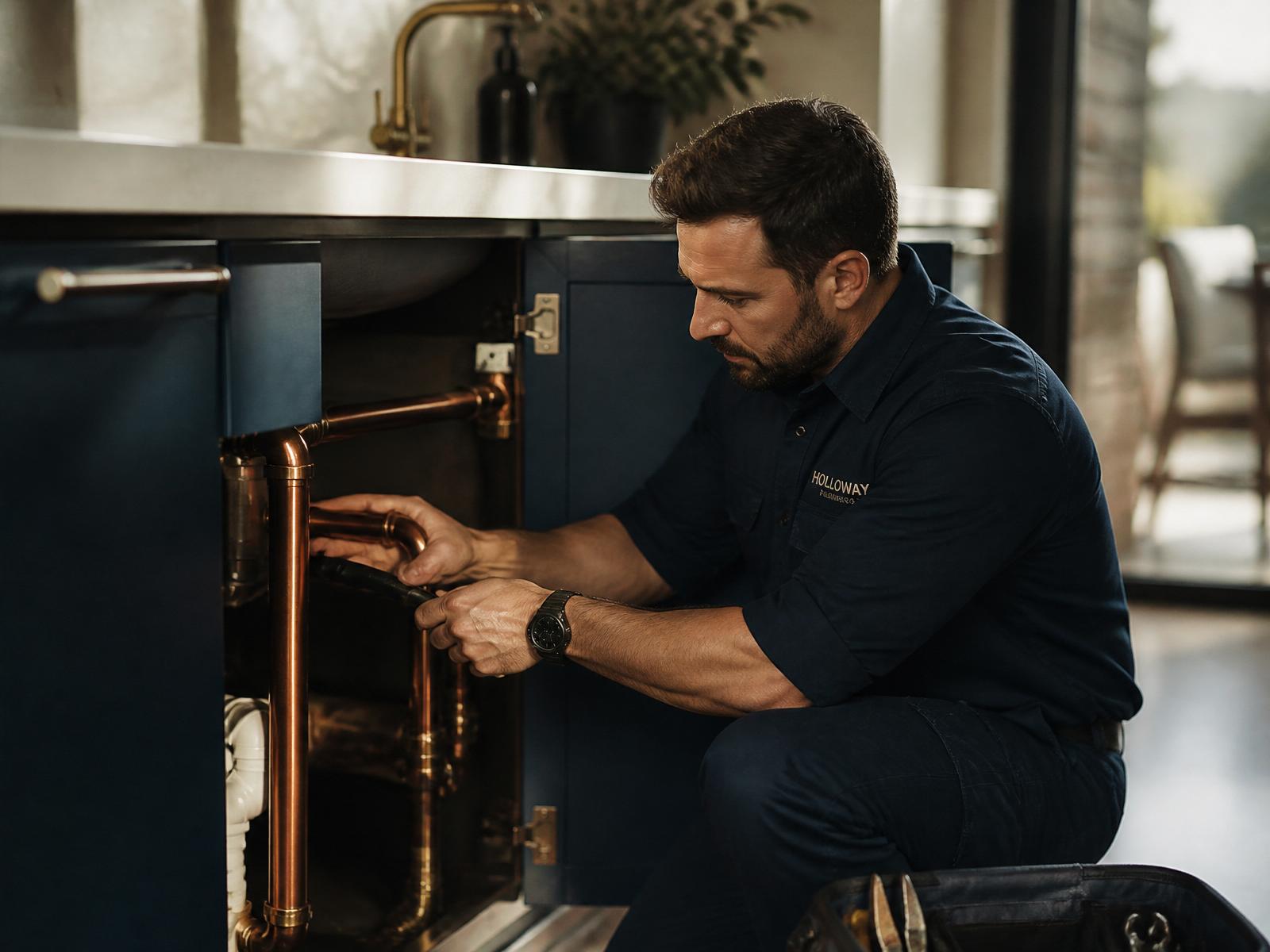FlowPro plumber installing copper pipes